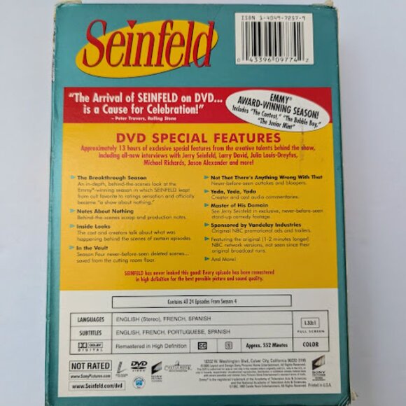 Seinfeld Box Set DVDs Bundle Lot Seasons 1 2 3 4 - Picture 10 of 11
